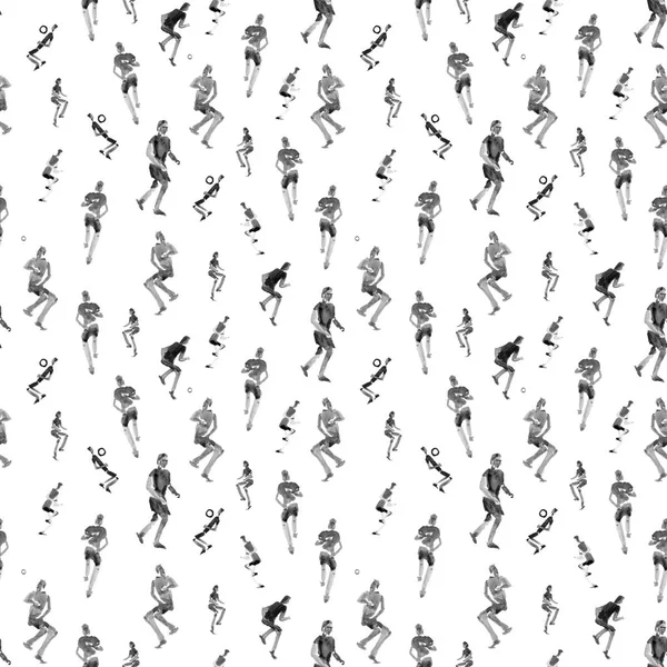 Sorunsuz arka plan. Futbolcular top boya sıçramak tasarımı ile başladı. futbolcu. Beyaz arka plan üzerinde izole. sulu boya resim. Futbolcu çekim.