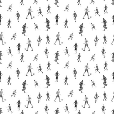 Sorunsuz arka plan. Futbolcular top boya sıçramak tasarımı ile başladı. futbolcu. Beyaz arka plan üzerinde izole. sulu boya resim. Futbolcu çekim.