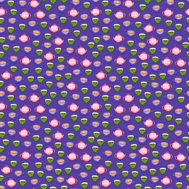 Suluboya kahve seamless modeli. Cups ile yinelenen doku el çekilmiş.