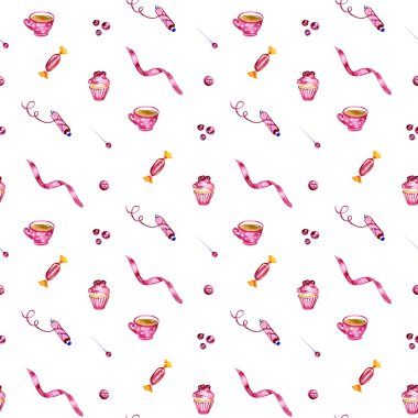 Sevimli çizgi yaz evi seamless modeli. Sulu boya duvar kağıdı.