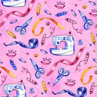 Dikişsiz desen dikiş araçları resimli