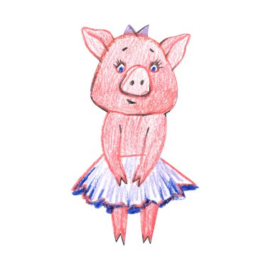 Set ile küçük domuz karikatür. Beyaz arka plan üzerinde şirin pastel domuzlar.