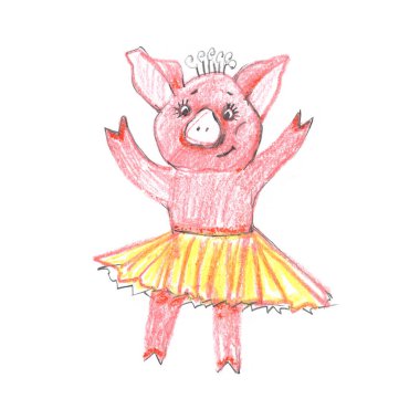 Set ile küçük domuz karikatür. Beyaz arka plan üzerinde şirin pastel domuzlar.