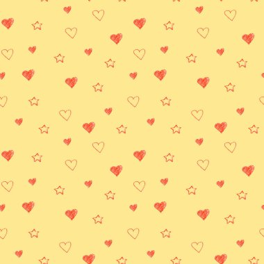 Basit kalpler sorunsuz model. Sevgiliye arka plan. Düz tasarım sonsuz kaotik doku küçük kalp siluetleri ile yaptı. Kırmızı tonları.