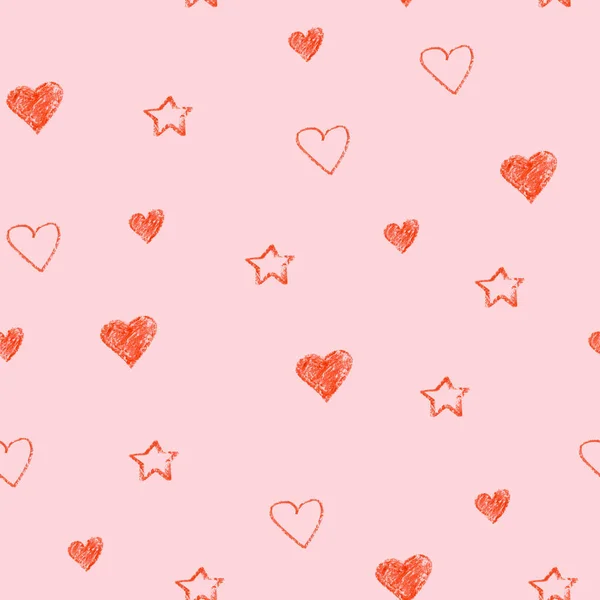 Simple hearts seamless pastel pattern. Valentines day background. Flat design endless chaotic texture made of tiny heart silhouettes. Shades of red.