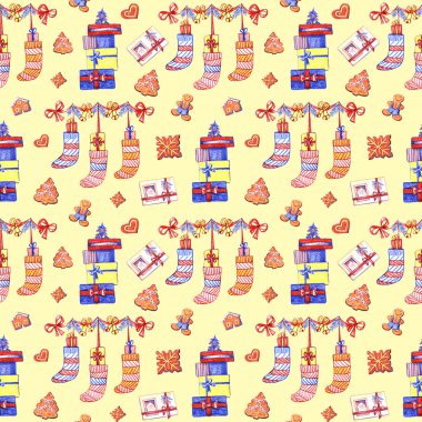 Noel tatil öğeleri Noel beyaz bir zemin üzerine için seamless modeli.