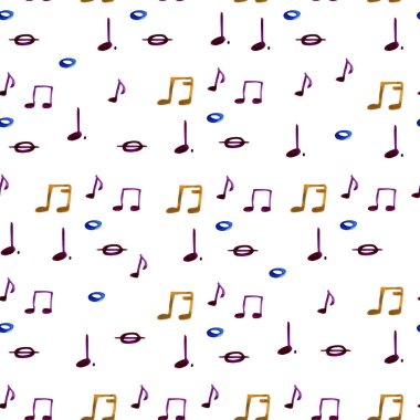 Suluboya sıçrama müzik notlar desen beyaz arka plan üzerinde