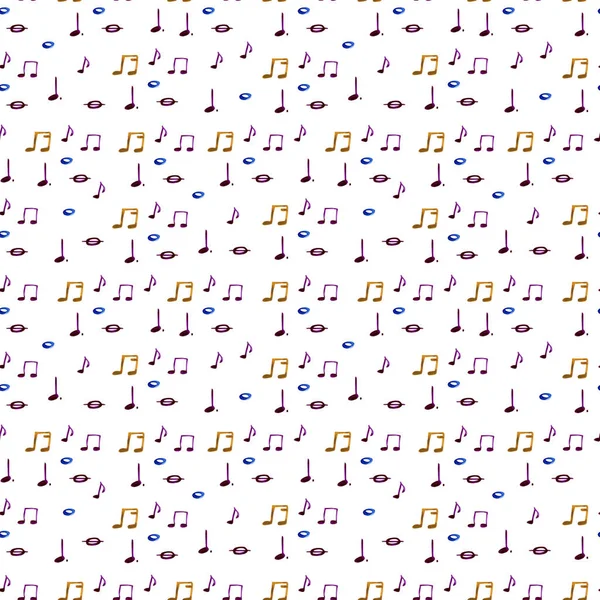 Watercolor splash music notes pattern on white background