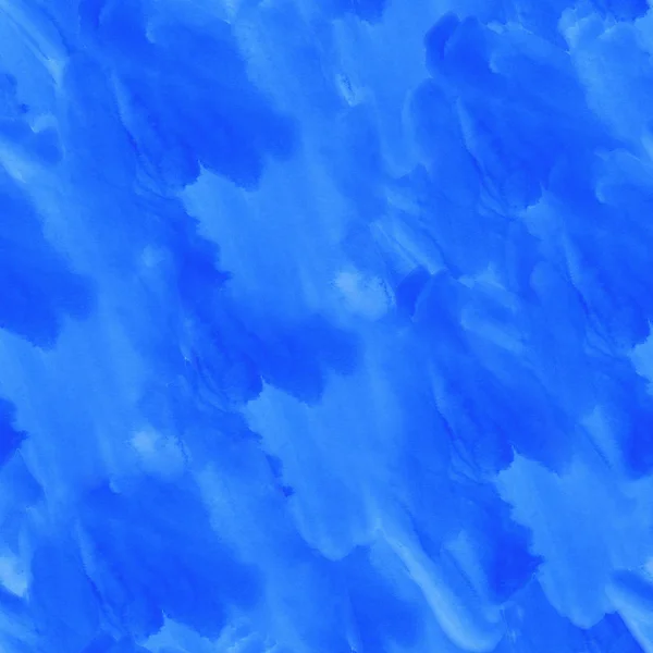 Tinta azul aquarela sem costura textura da cor da água com manchas e estrias — Fotografia de Stock