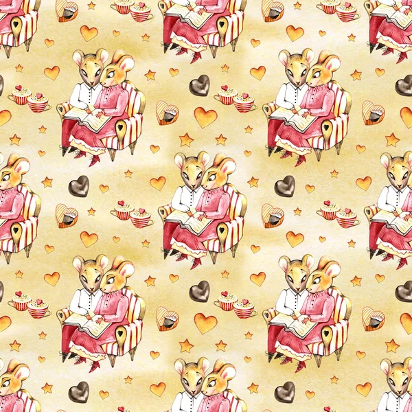 Watercolor chocolate seamless pattern on vintage background — Stock Photo, Image