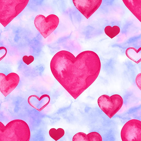 Акварель Сердца Бесшовный Фон Розовый Акварель Сердца Красочная Акварельная Романтическая — стоковое фото