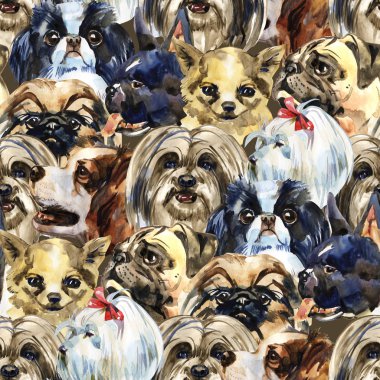 Dekoratif köpek doğurmak vahşi hayvan desen suluboya tarzında. Hayvan tam adı: köpekler. Aquarelle vahşi hayvan arka plan, doku, sarıcı desen veya dövme için.