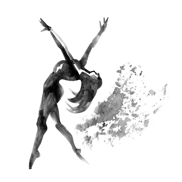 Aquarell Illustration Ballerina-Ikone im Tanz. Design Poster Ballettschule, Atelier — Stockfoto