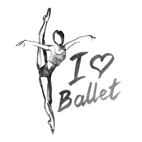 Aquarell Illustration Ballerina-Ikone im Tanz. Design Poster Ballettschule, Atelier — Stockfoto