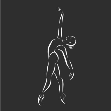 Simge balerin doğrusal bir tarzda. Siyah beyaz resim