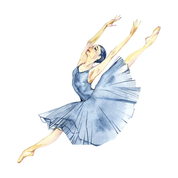 Beyaz arka plan tebrik kartı üzerinde izole suluboya resim dans balerin