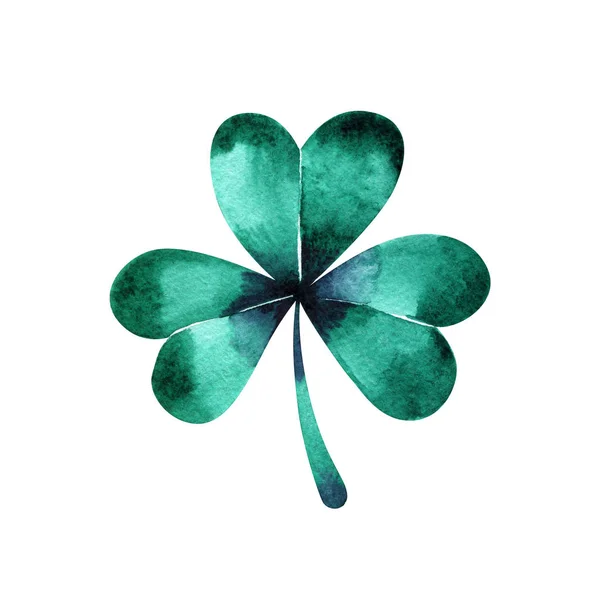 Green watercolor trifolium clover. Irish holiday Saint Patricks Day. Green watercolor trifolium clovers. Irish holiday. Illustration for greeting card, poster, banner. — Stock Photo, Image