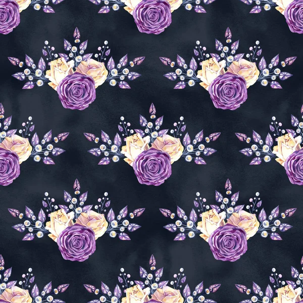 Pembe ve sarı güller, takı ve rhinestones sorunsuz doku deseninin. Antika arka plan.