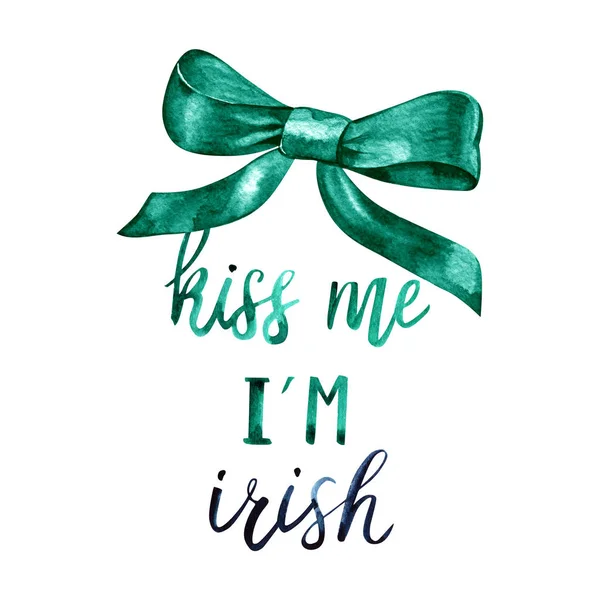 Поцілуй мене я ірландський почерк каліграфія, акварель — стокове фото