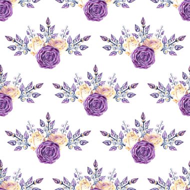 Pembe ve sarı güller, takı ve rhinestones sorunsuz doku deseninin. Antika arka plan.