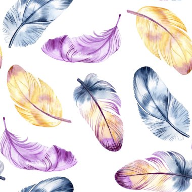 Vintage tüyler tasarlayın. Retro Suluboya seamless modeli. Suluboya arka plan üzerinde izole. Kullanılabilmesi için kartı, kartpostal, kapak, davet, düğün kartı, anneler günü kartı, doğum günü kartı için