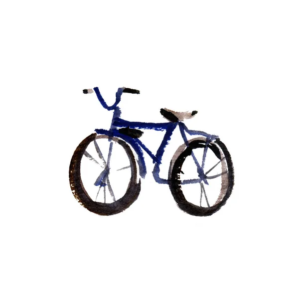 Aquarel retro fiets, zwarte fiets geïsoleerde object — Stockfoto