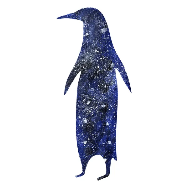 Beetje gelukkig pinguïn karakter. Hand getrokken aquarel grafisch schilderij op witte achtergrond, knipsel ontwerpelement. Illustratie van wintertijd traditie om sneeuwpoppen te maken — Stockfoto