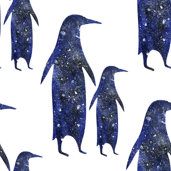 Padrão de pinguins sem costura. Fundo preto e branco . — Fotografia de Stock