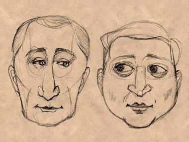 Kharkiv, Ukrayna - 21 Nisan 2019: Ukrayna Devlet Başkanı Vladimir Zelensky ve Rusya Devlet Başkanı Vladimir Putin'in Portreleri.