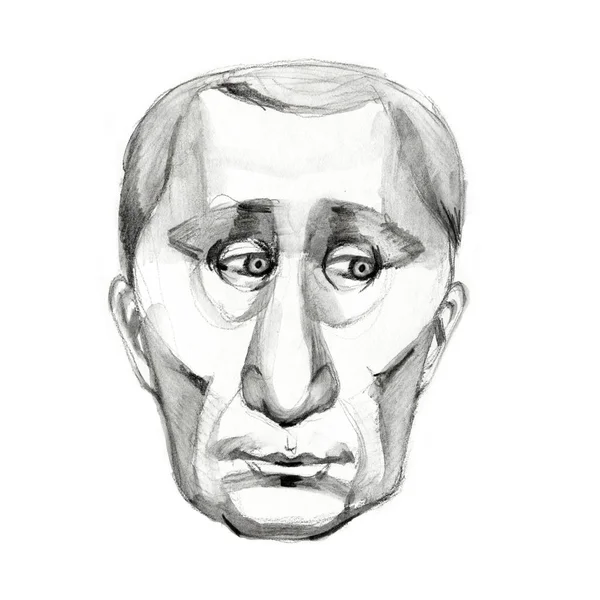 RUSSIA, 1 April 2019: Karikatur Presiden Rusia Vladimir Putin. Ilustrasi gambar tangan . — Stok Foto