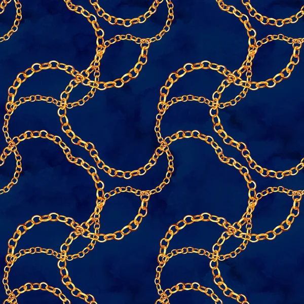Aquarel naadloze patroon van sieraden kettingen en multicolor edelstenen. — Stockfoto