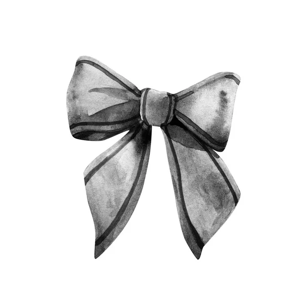 Style Black silk ribbon bow isolated on the white background — Stock Photo, Image