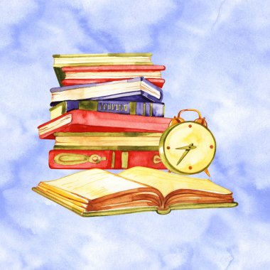 Suluboya harika kartı. Öğrenmeyi seviyorum. Okul konu illüstrasyon