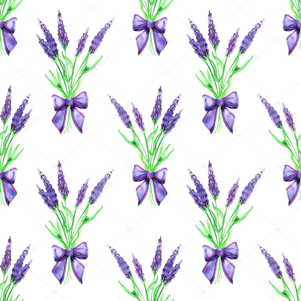Gentle watercolor floral lavender seamless. Hand painting. Watercolor. Seamless pattern for fabric, paper and other printing and web projects.