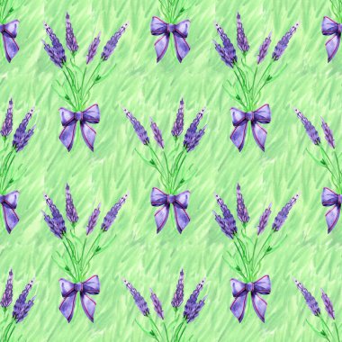 Nazik suluboya çiçek lavanta dikişsiz. El boyama. Suluboya. Kumaş, kağıt ve diğer baskı ve web projeleri için dikişsiz desen.