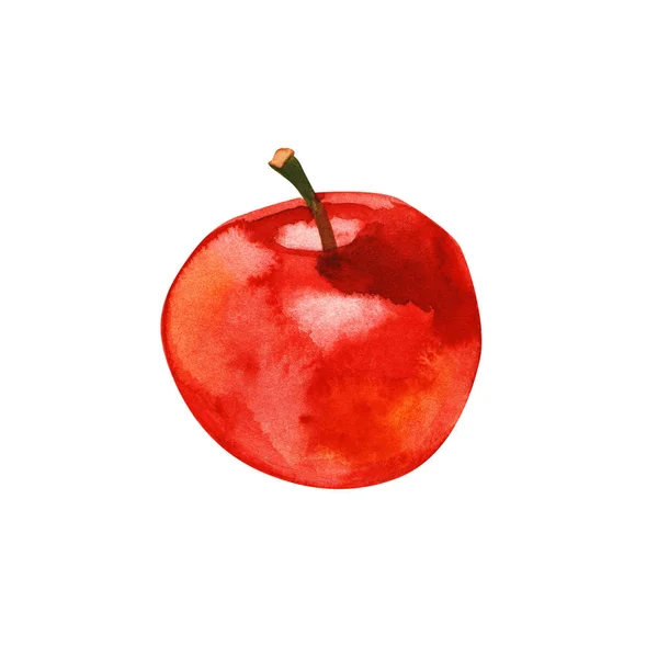 Beautiful juicy red apple isolated on white background. Watercolor illustration — Stock Photo, Image