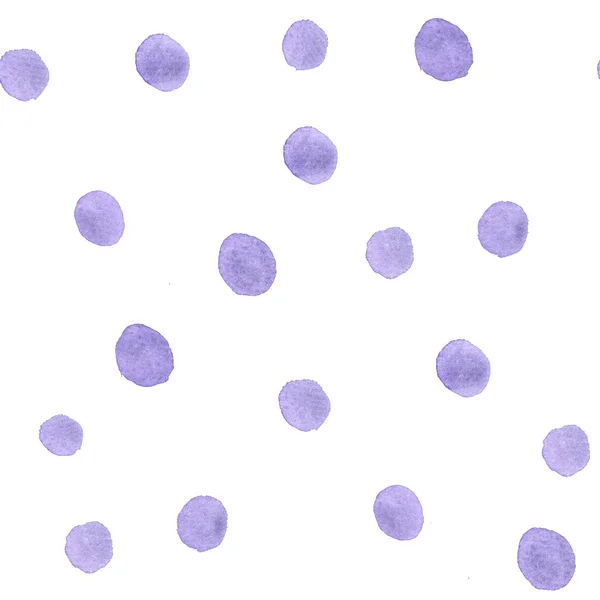 Naadloze polka dot patroon van aquarel verf Violet cirkels. illustratie voor uw ontwerp. — Stockfoto