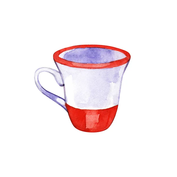 Romantické ráno s šálkem čaje. Akvarel – ilustrace. — Stock fotografie