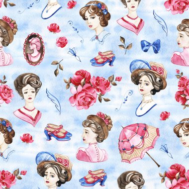 Mavi suluboya dantel duvar kağıdı. Çiçek dikişsiz desen. Dekoratif botanik desen. Açık mavi endonezya batik. Kumaş, tekstil, kapak, ambalaj kağıdı, perde tasarımı