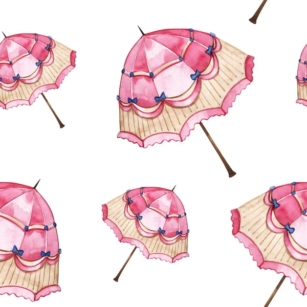 수채화 매끄러운 패턴입니다. 빈티지 우산 벽지. 손으로 그린 빈티지 텍스처. — 스톡 사진
