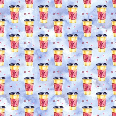 Suluboya dikişsiz desen. Kahve el boyalı illüstrasyon. Giyim, kumaş, tekstil için mükemmel.