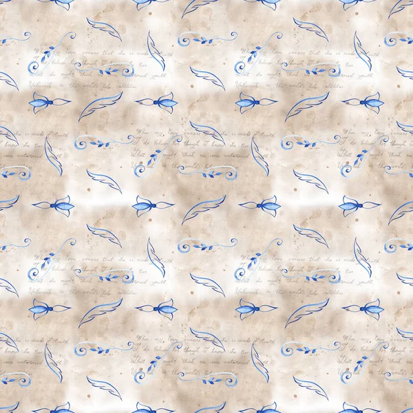 Fondo de pantalla de encaje azul acuarela. Patrón sin costura floral. Patrón botánico decorativo. Batik indonesio azul claro. Diseño para tela, textil, cubierta, papel de envolver, cortinas —  Fotos de Stock