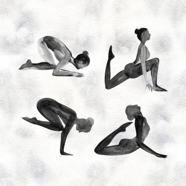 Suluboya Yoga poz. Asana. Sağlıklı yaşam tarzı ve rahatlama.