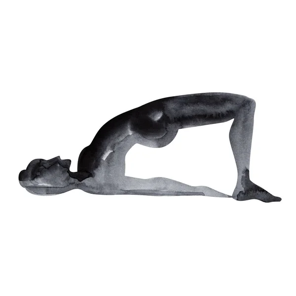 Praticare yoga, relax e meditazione. Silhouette acquerello . — Foto Stock