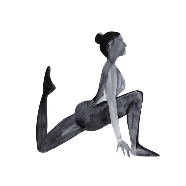 Postura de yoga acuarela. Asana. Estilo de vida saludable y relajación . —  Fotos de Stock