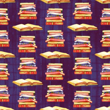 Güzel Bir An: Okuma Kitap ve İçme Kahve Dijital Sanat, Kavram İllüstrasyon, Gerçekçi ve Soyut Fikirler.Dikişsiz desen.