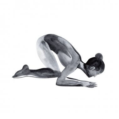 Suluboya Yoga poz. Asana. Sağlıklı yaşam tarzı ve rahatlama.