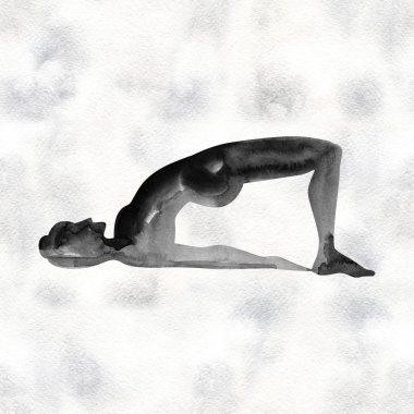 Suluboya Yoga poz. Asana. Sağlıklı yaşam tarzı ve rahatlama.