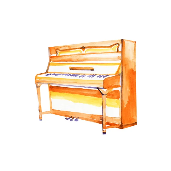 ピアノ。楽器。白い背景上に分離。水彩イラスト. — ストック写真