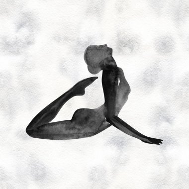 Suluboya Yoga poz. Asana. Sağlıklı yaşam tarzı ve rahatlama.